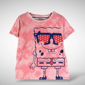Nickelodeon SpongeBob Tie Dye T Shirt Juniors Large Patriotic Sunglasses
